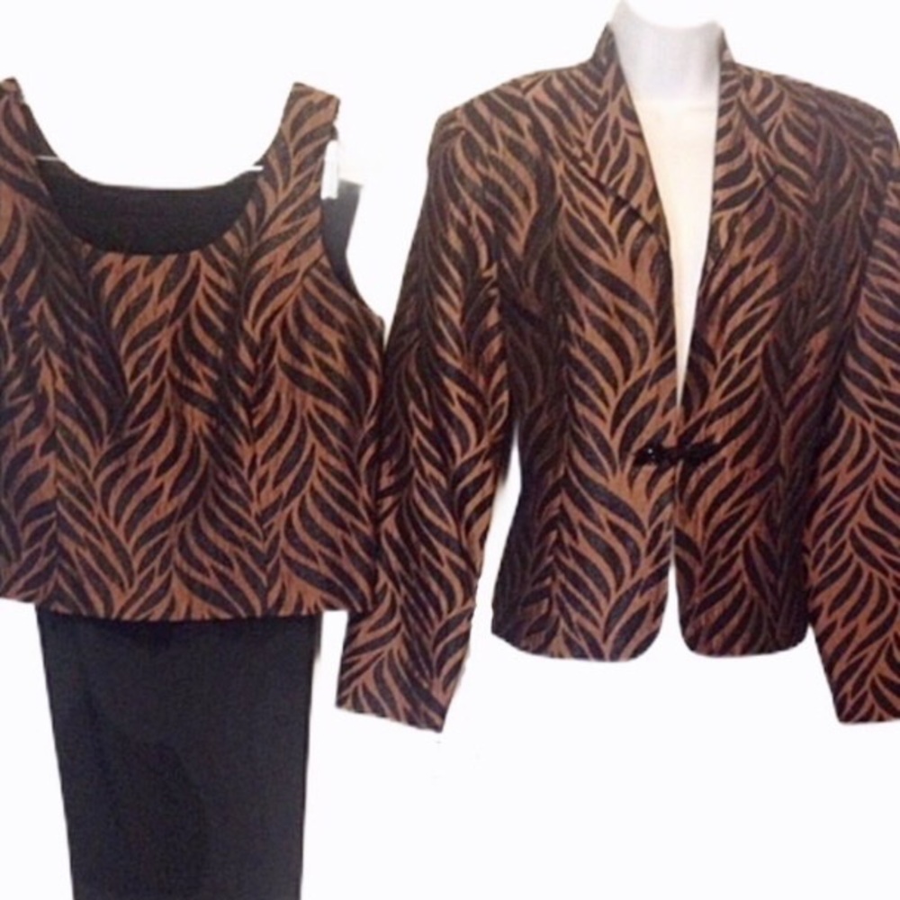 Dressy Copper & Black 3 piece Pants Suit